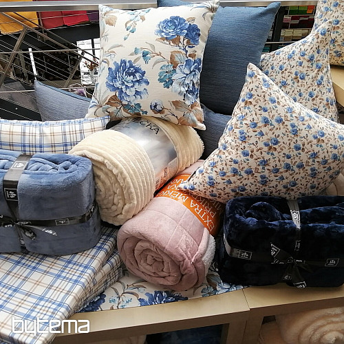 Coussins de chaise Laura carreaux bleu