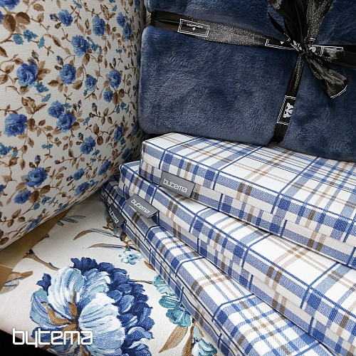 Coussins de chaise Laura carreaux bleu
