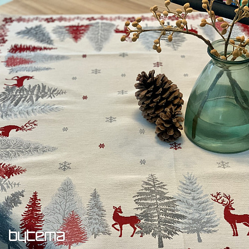 Nappes et foulards en tapisserie de Noël ARBRES AVEC CERF