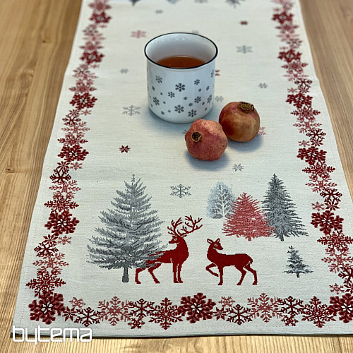 Nappes et foulards en tapisserie de Noël ARBRES AVEC CERF