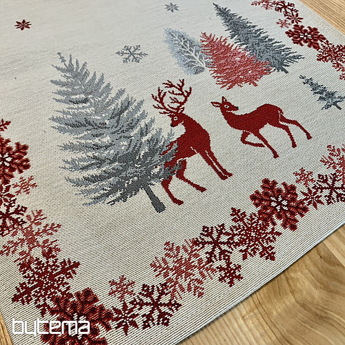 Nappes et foulards en tapisserie de Noël ARBRES AVEC CERF