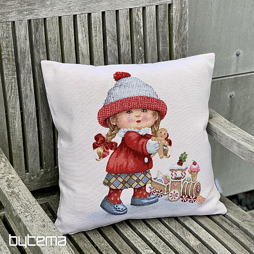 Couverture tapisserie de Noël FILLE AVEC UN JOUET