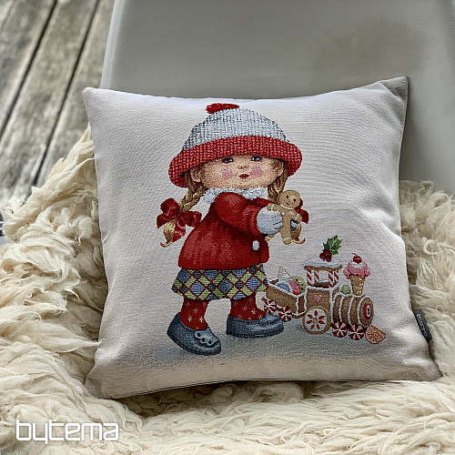 Couverture tapisserie de Noël FILLE AVEC UN JOUET