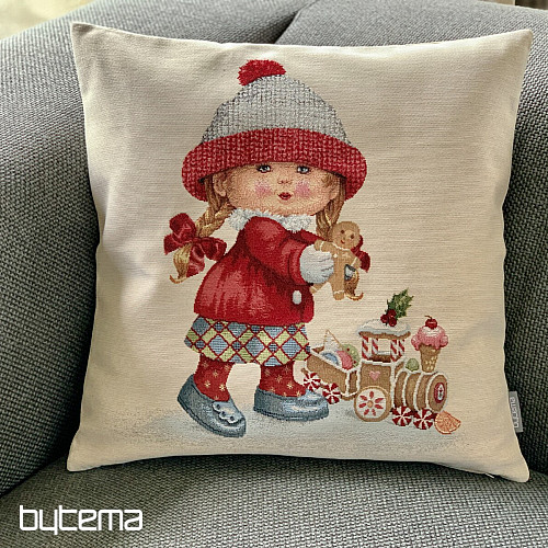 Couverture tapisserie de Noël FILLE AVEC UN JOUET