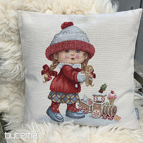 Couverture tapisserie de Noël FILLE AVEC UN JOUET