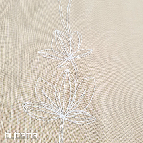 Rideau brodé luxueux BLANC AVEC FLEURS 11745/290