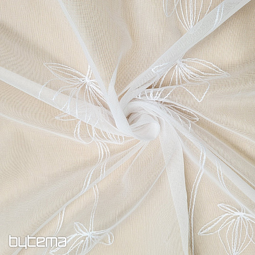 Rideau brodé luxueux BLANC AVEC FLEURS 11745/290