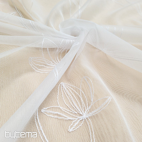 Rideau brodé luxueux BLANC AVEC FLEURS 11745/290