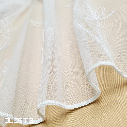 Rideau brodé luxueux BLANC AVEC FLEURS 11745/290