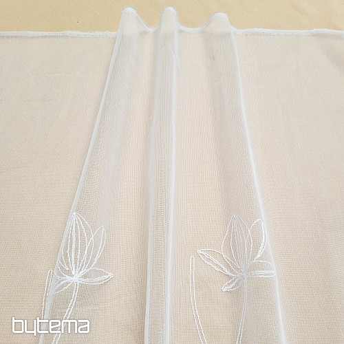 Rideau brodé luxueux BLANC AVEC FLEURS 11745/290