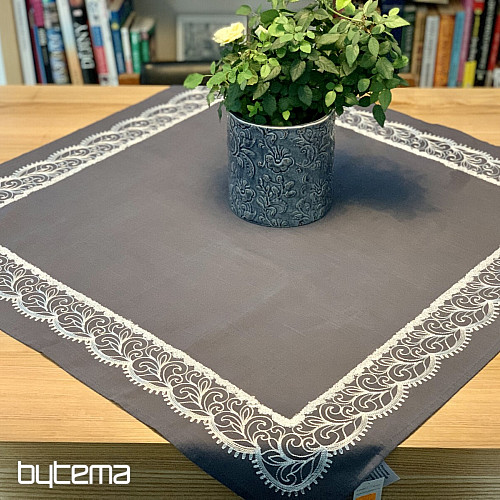 Nappe brodée grise