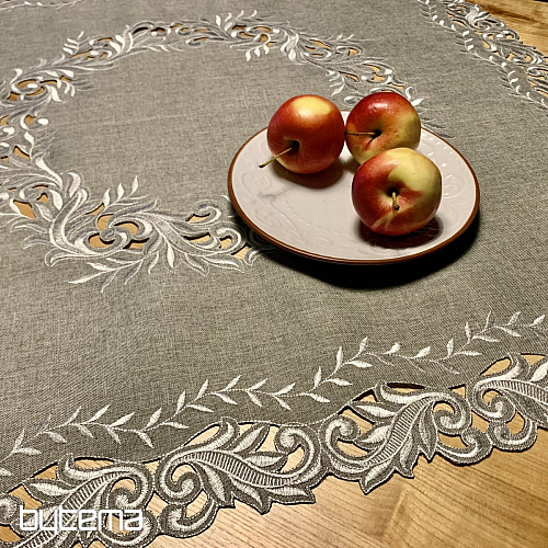 Nappe brodée brindilles grises