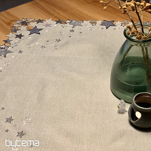 Nappe de Noël brodée étoile grise