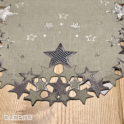 Nappe de Noël brodée étoile grise