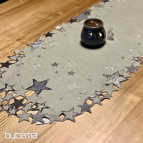 Nappe de Noël brodée étoile grise