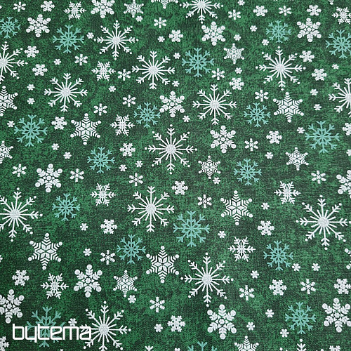 Tissu coton NOËL FLAKES VERTS II