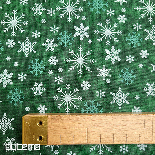 Tissu coton NOËL FLAKES VERTS II