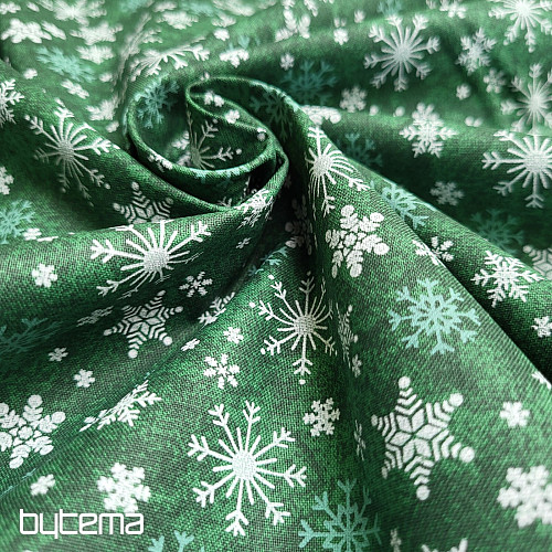 Tissu coton NOËL FLAKES VERTS II
