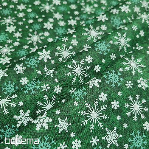 Tissu coton NOËL FLAKES VERTS II