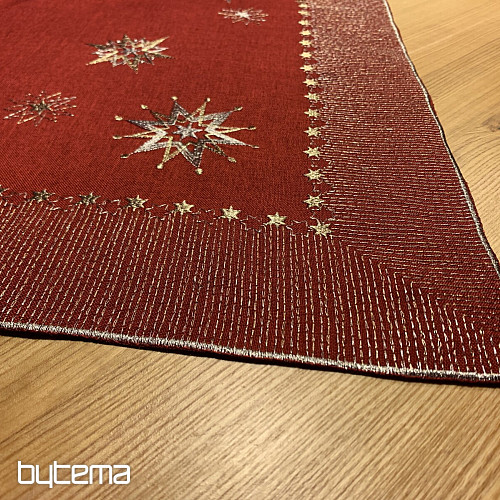Nappe de Noël brodée rouge foncé 1