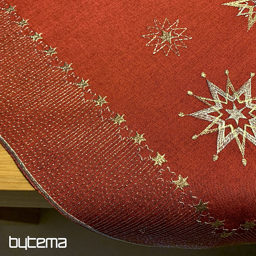Nappe de Noël brodée rouge foncé 1