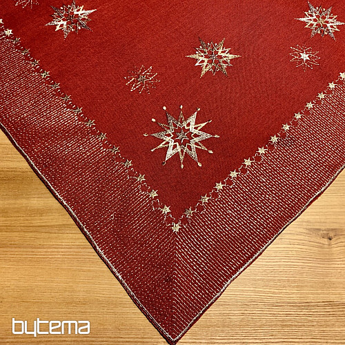 Nappe de Noël brodée rouge foncé 1