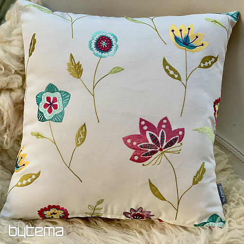Housse de coussin brodée RICHMOND blanc