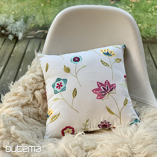 Housse de coussin brodée RICHMOND blanc
