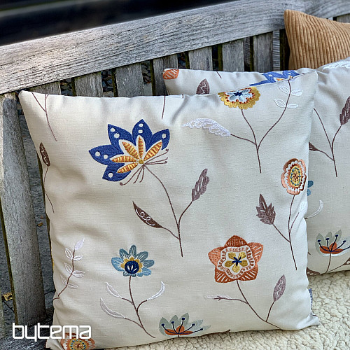 Housse de coussin brodée RICHMOND beige
