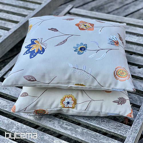 Housse de coussin brodée RICHMOND beige