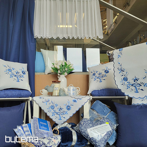 Nappes brodées OIGNON BLEU-BLANC