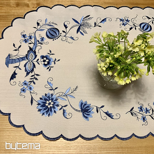 Nappes brodées OIGNON BLEU-BLANC