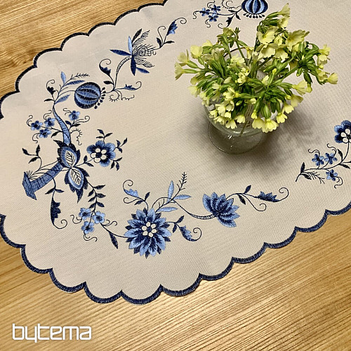 Nappes brodées OIGNON BLEU-BLANC