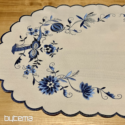 Nappes brodées OIGNON BLEU-BLANC