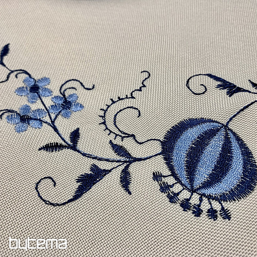 Nappes brodées OIGNON BLEU-BLANC
