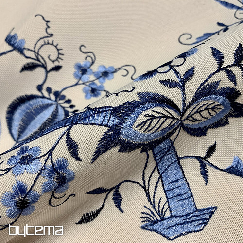 Nappes brodées OIGNON BLEU-BLANC