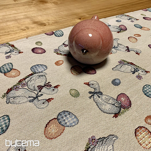 Nappe et écharpe Gobelin Pâques-Oie blanc