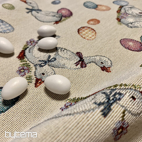 Nappe et écharpe Gobelin Pâques-Oie blanc
