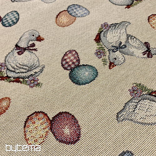 Nappe et écharpe Gobelin Pâques-Oie blanc