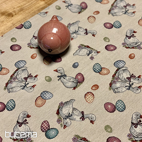 Nappe et écharpe Gobelin Pâques-Oie blanc
