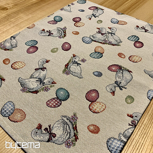 Nappe et écharpe Gobelin Pâques-Oie blanc
