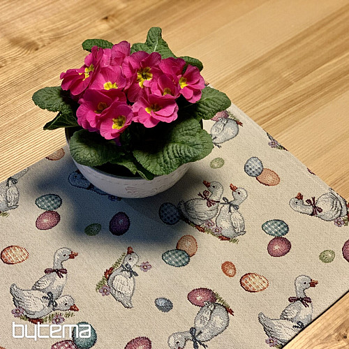 Nappe et écharpe Gobelin Pâques-Oie blanc