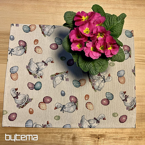 Nappe et écharpe Gobelin Pâques-Oie blanc