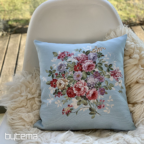 Housse de coussin tapisserie FLEUR BLEU
