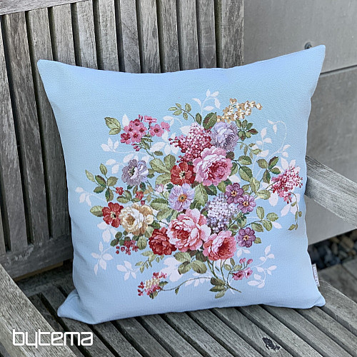 Housse de coussin tapisserie FLEUR BLEU