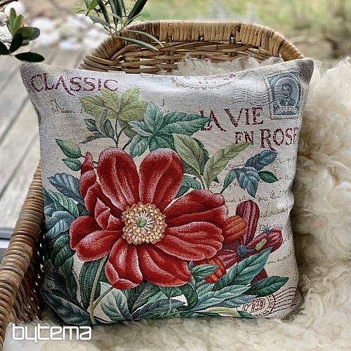 Taie d'oreiller tapisserie FLEUR - CARTE POSTALE ROUGE