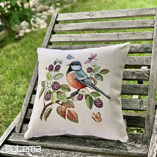 Housse de coussin tapisserie HOUX OISEAU SUR UNE épine-vinette