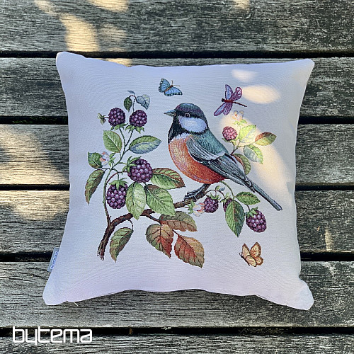 Housse de coussin tapisserie HOUX OISEAU SUR UNE épine-vinette