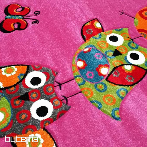 Tapis pièce enfant CHOUETTE et CHOUETTE rose
