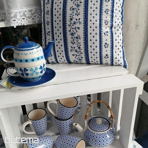 Tissu coton MAJOLIKA rayure bleue